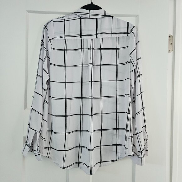 Apt 9 Women's Chiffon Button Up 3/4 Sleeve, Black & White (size small) - Picture 2 of 6